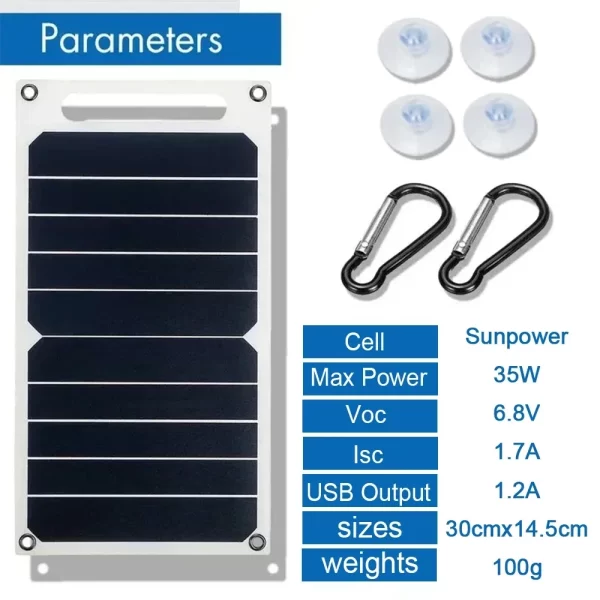 Mini Placa Painel De Energia Solar Portátil 35W - Image 6